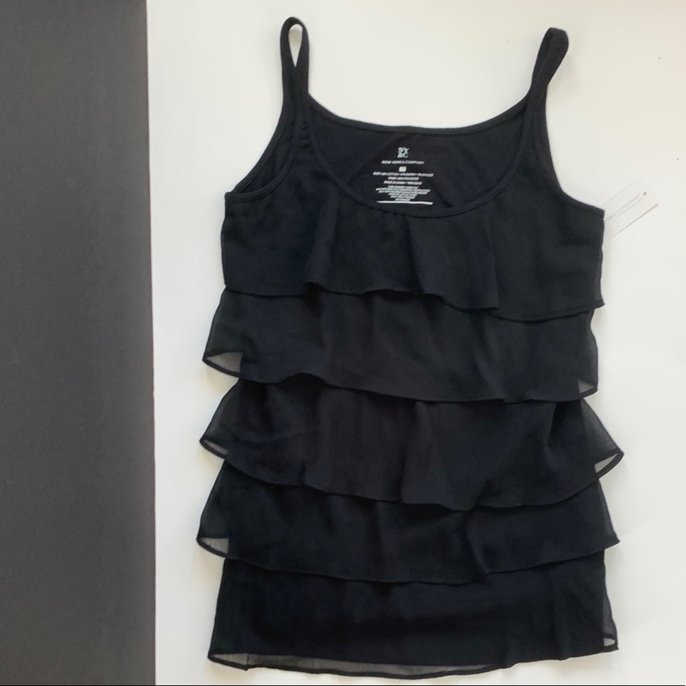 NY&Co Black Ruffle Shell - Picture 4 of 8